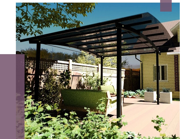 Навесы для террасы в Старой Руссе от 12992 руб. под ключ | ПРОЛЁТ-Срс