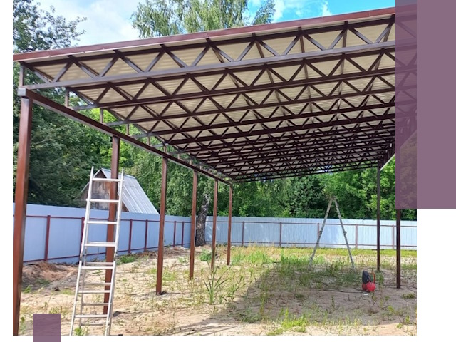 Односкатные навесы под ключ в Старой Руссе — изготовление и монтаж