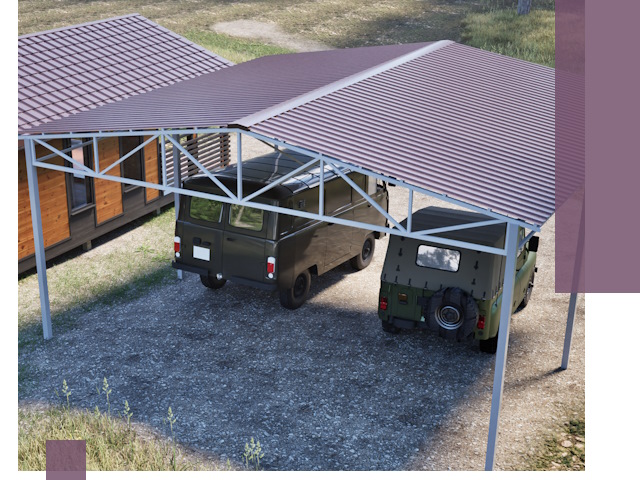 Двускатные навесы под ключ в Старой Руссе — изготовление и монтаж